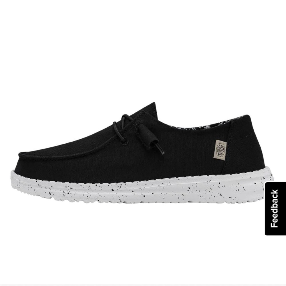 Brand New With Tags Womens Black Slub Canvas Hey Dudes